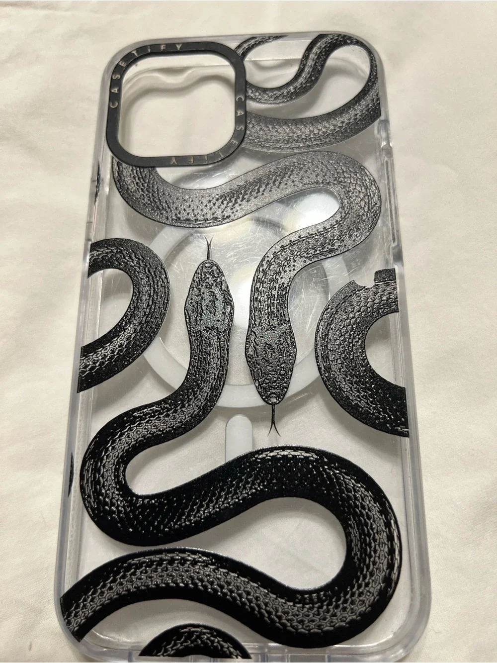 Casetify Clear Impact Case with Black King Snake Motif Graphic